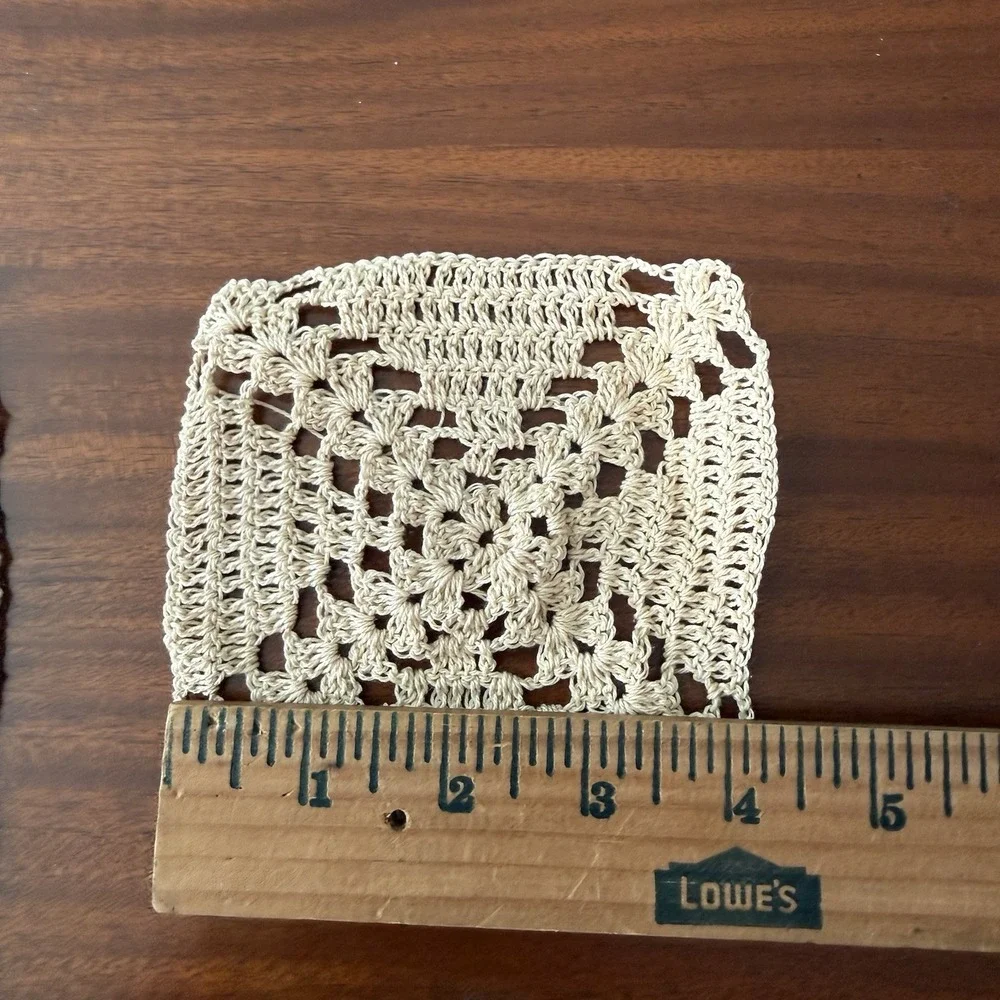Vintage Crochet‎ Granny Squares Lot 9 Handmade Cotton Motifs Mixed Sizes Cottage
